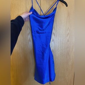 That’s so fetch satin blue mini dress. Size 2.